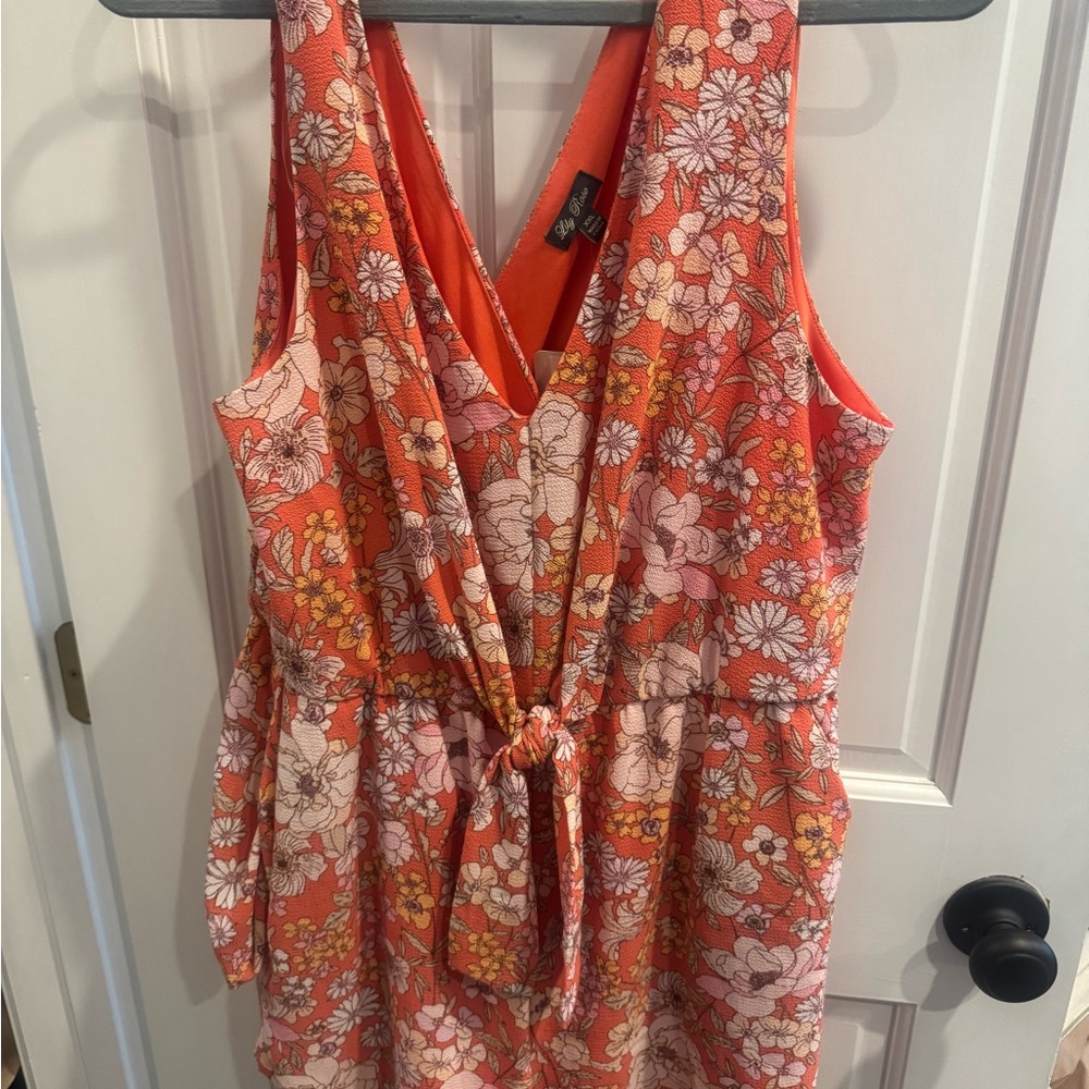 Lily Rose Floral Wrap Blouse - Orange and White
